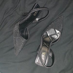 Zara 3 inch heels with black sparkly gems
